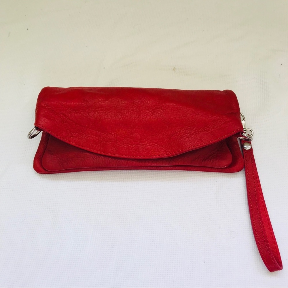 Genuine leather red crossbody/clutch bag